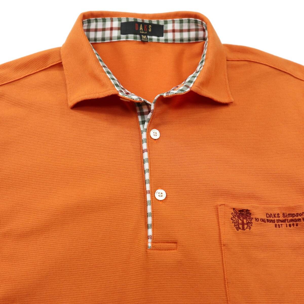美品★DAKS GOLF ダックス・ゴルフ　チェック使い 半袖ポロシャツ/オンワード樫山/Mサイズ_画像4