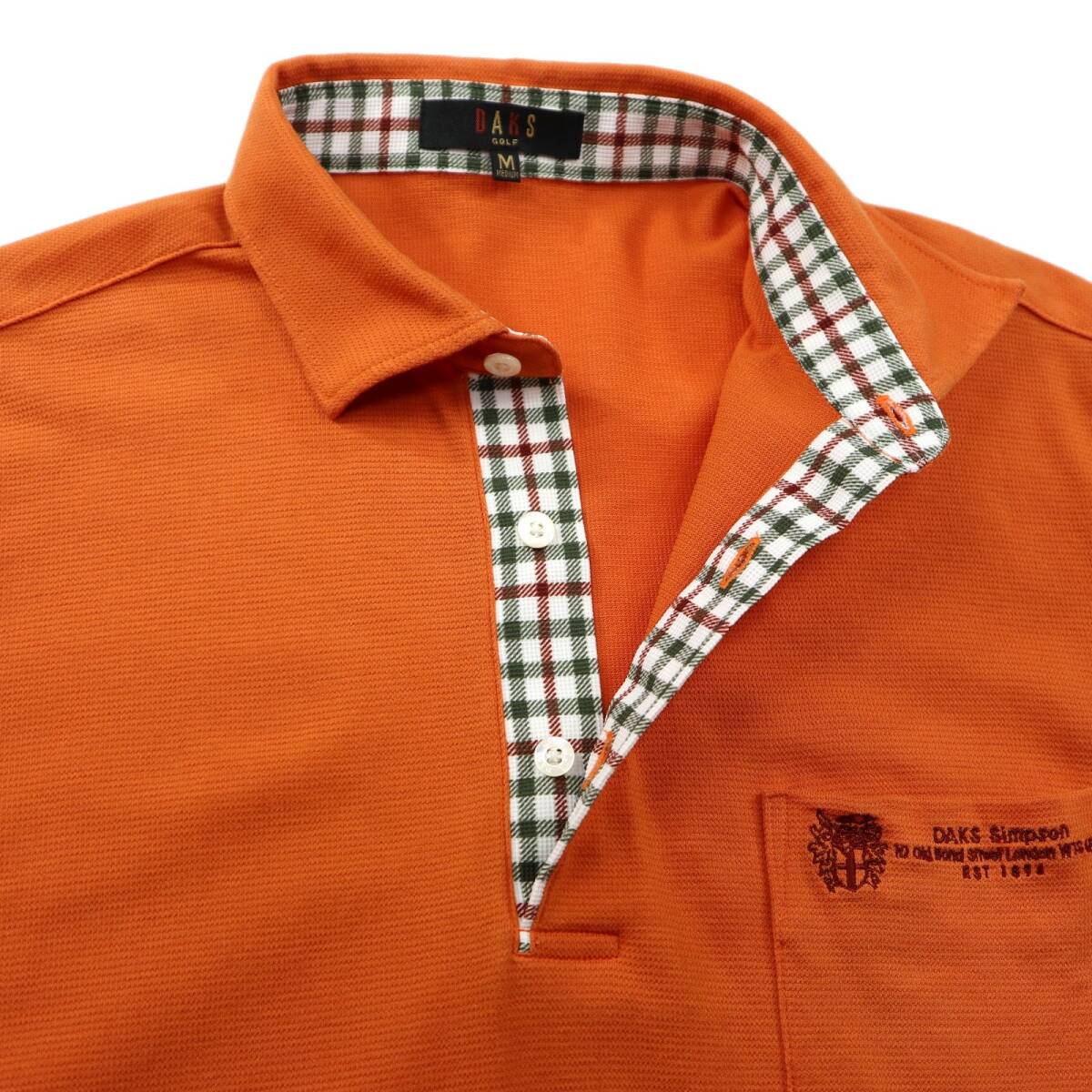 美品★DAKS GOLF ダックス・ゴルフ　チェック使い 半袖ポロシャツ/オンワード樫山/Mサイズ_画像5