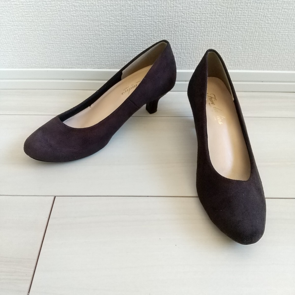 （672）Fine ladies スエード ブラック パンプス（23.5cm）