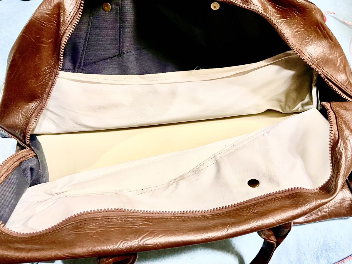  кожаная сумка сумка "Boston bag" путешествие портфель путешествие сумка натуральная кожа натуральная кожа Showa Retro подлинная вещь 1980 годы Vintage Showa Retro задний оттенок коричневого 