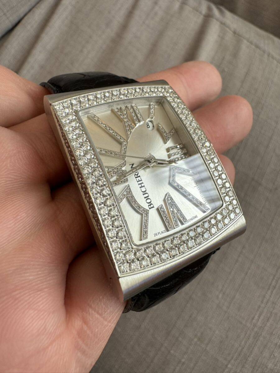 BOUCHERON платина чистота diamond наматывать мужские наручные часы прекрасный товар ограниченный выпуск товар 26шт.@No.21