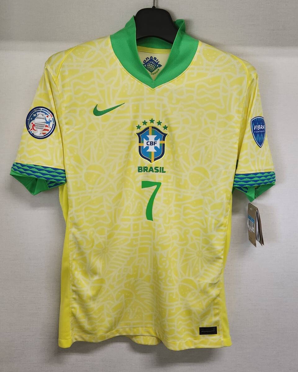 24 ブラジル Brazil CBF(H)#7 ヴィニシウス?ジュニオール Vincius Jnior 半袖 2024 COPA AMERICA コパ?アメリカ nike正規(guī) M