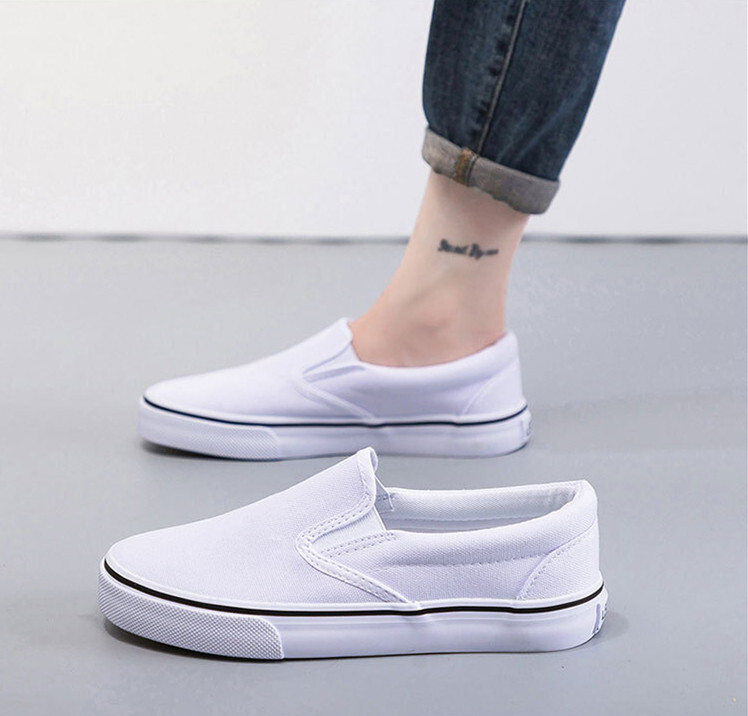  slip-on shoes men's lady's man and woman use sneakers shoes shoes stylish put on footwear ... bite fashion white 25CM