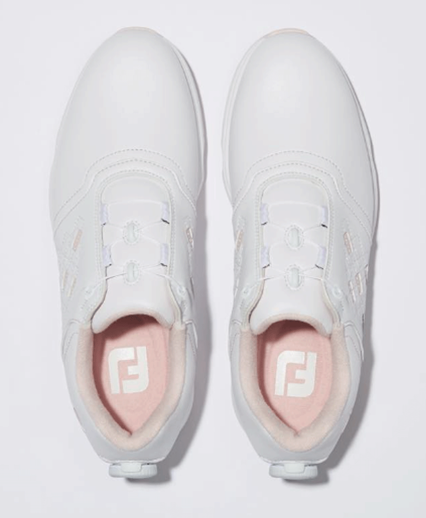 新品■フットジョイ■2023.4■WOMEN'S FJ イーコンフォート ボア スパイク■98649■ホワイト／ピンク■23.5CM:W=EEE■快適性にこだわった