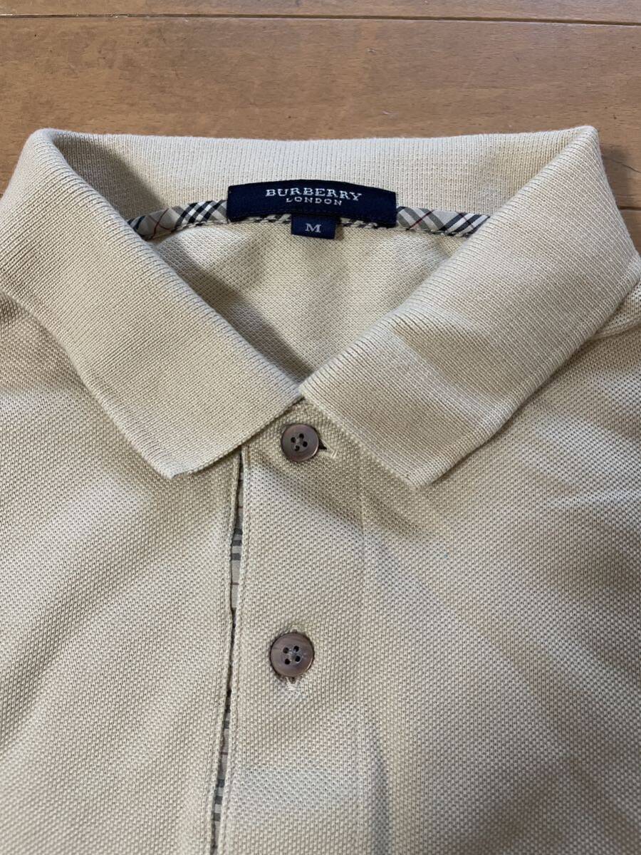 美品　バーバリーロンドン　半袖ポロシャツ　ベージュ　ノバチェック　メンズ　M BURBERRY LONDON バーバリーロンドン ノバチェック 半袖シャツ