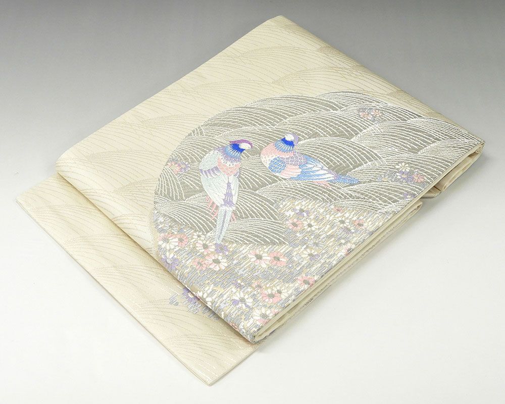 名古屋帯 未着用美品 正絹 鳳凰花模様 名古屋帯 未使用 新古品 カジュアル 着物 h0876