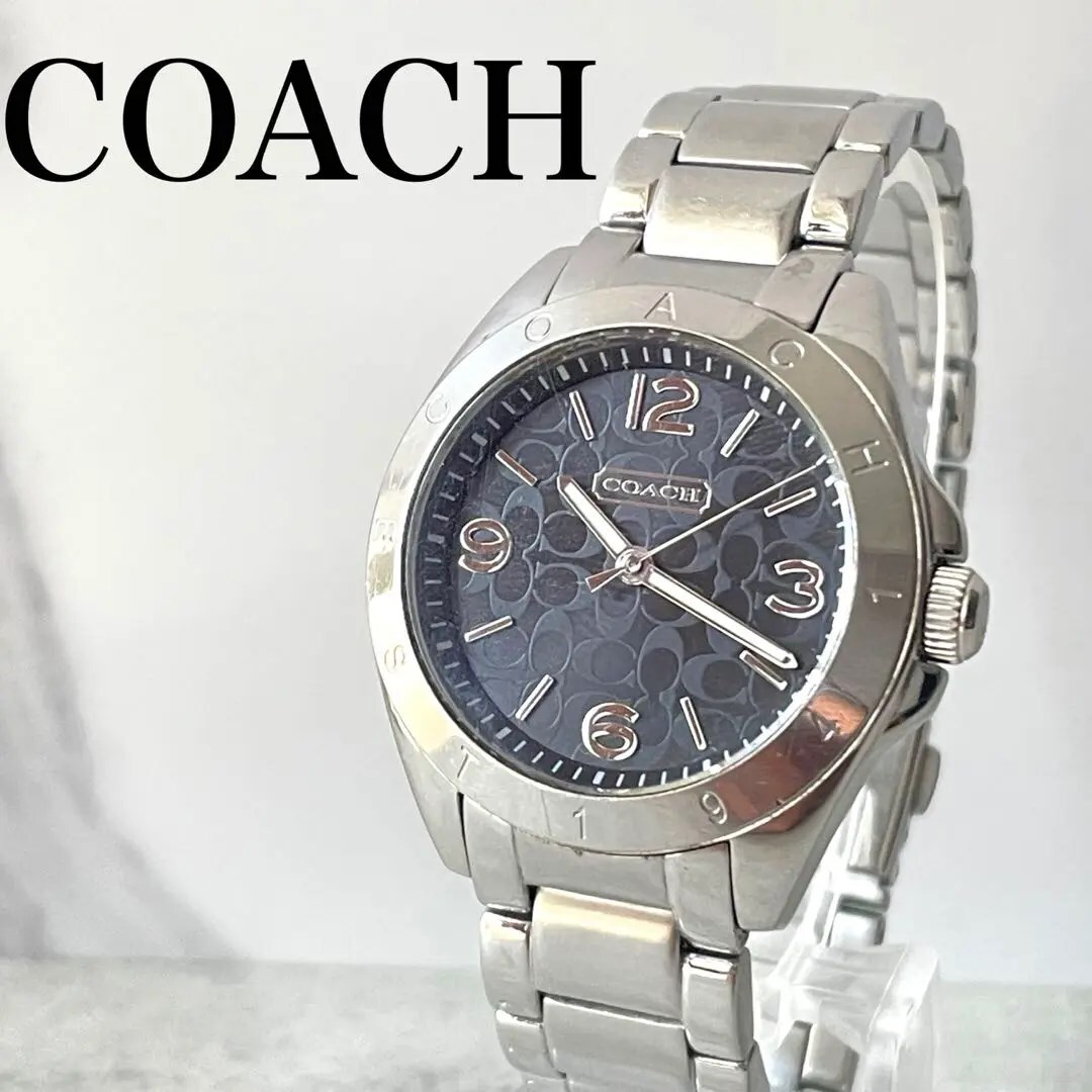 稼動品COACH コーチシグネチャー文字盤ラウンド腕時計ボーイズ
