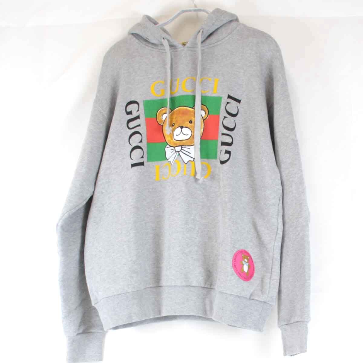 美品『USED』 GUCCI グッチ GUCCI×EXO KAIコラボ テディベア パーカー サイズXS パーカー グレー コットン