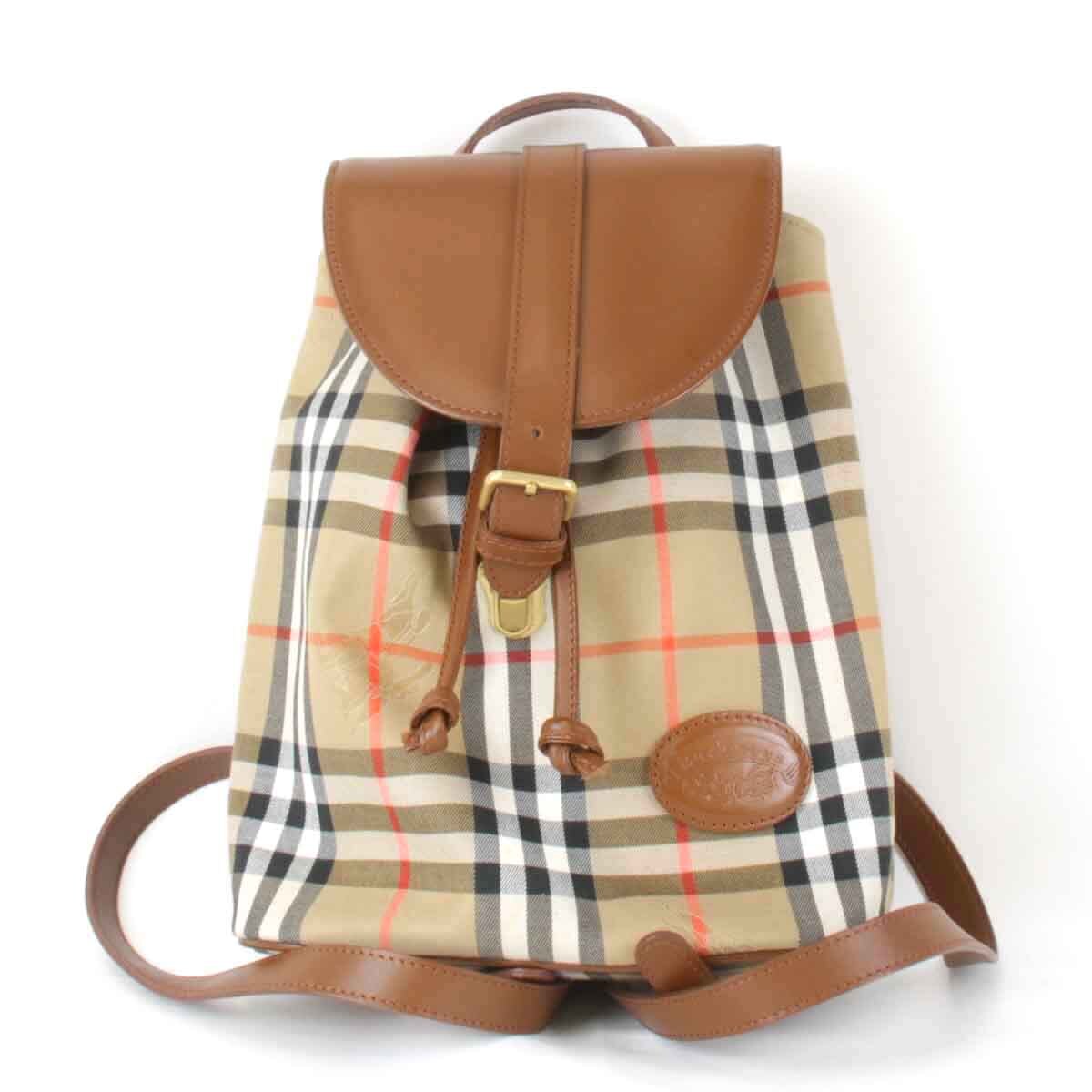『USED』 BURBERRY バーバリー ノバチェック リュック・デイパック ベージュ キャンバス/レザー