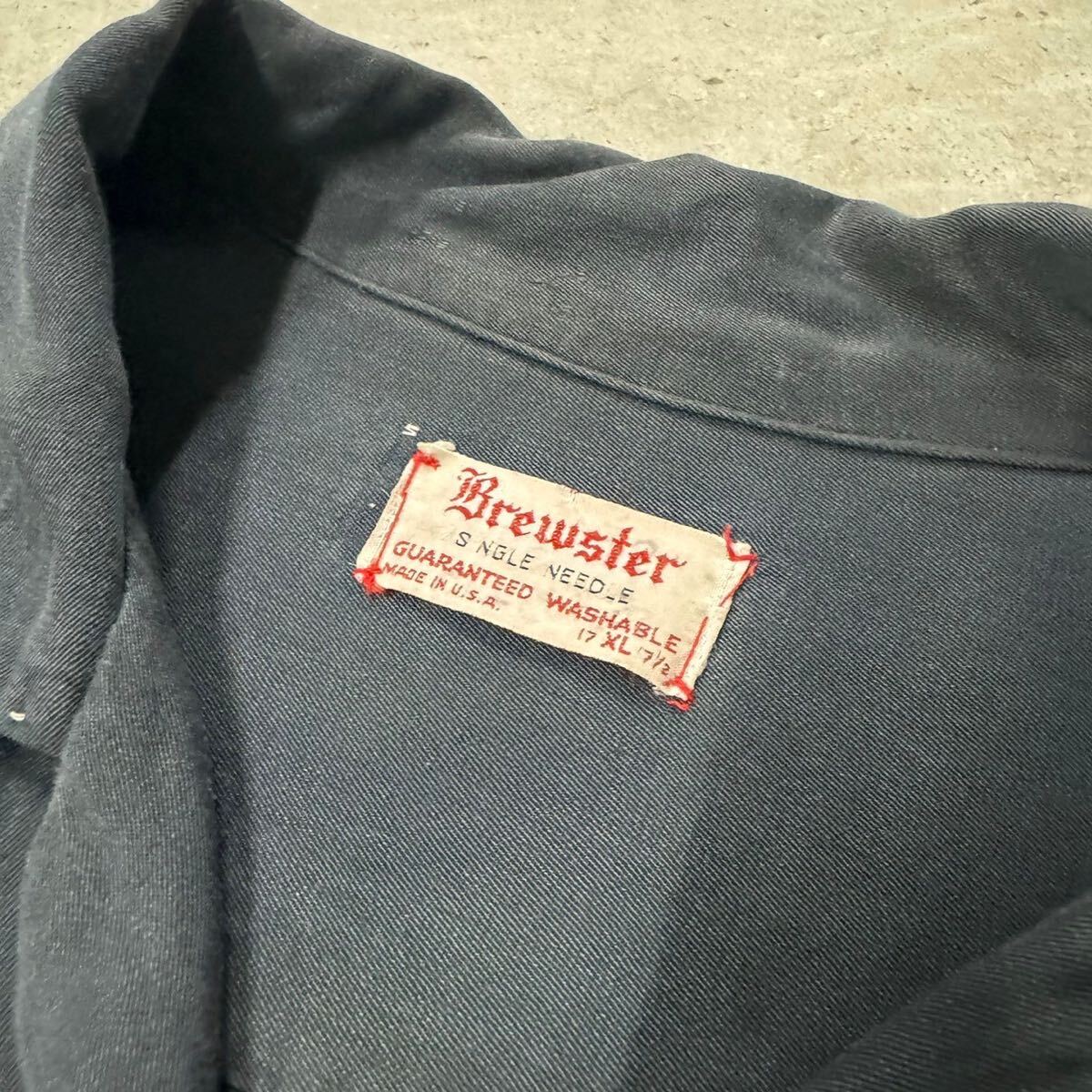 希少なXL 50s Brewster レーヨンギャバジン ブラックレーヨン 希少なXL 50s Brewster レーヨンギャバジン ブラックレーヨン