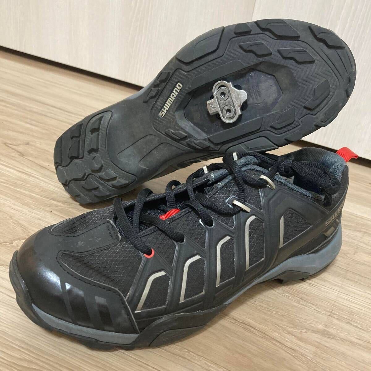 送料無料★シマノ 42 (26.5cm) SPDクリート付き 歩きやすい ビンディングシューズ 定番 SHIMANO SH-MT34L しっかり構造 良質品 5 ブラック