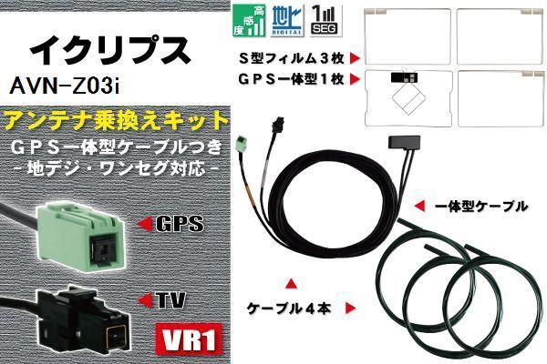 フィルムアンテナ ケーブル 地デジ ワンセグ フルセグ イクリプス ECLIPSE DTVF12 同等品 AVN-Z03i VR1 高感度 汎用 受信 ナビ