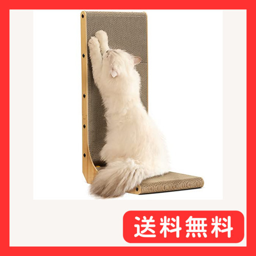 FUKUMARU 貓用L字型スクラッチャー 貓 貓用 爪とぎ 爪研ぎ ダンボール 段ボール おもちゃ付き 42.2*29