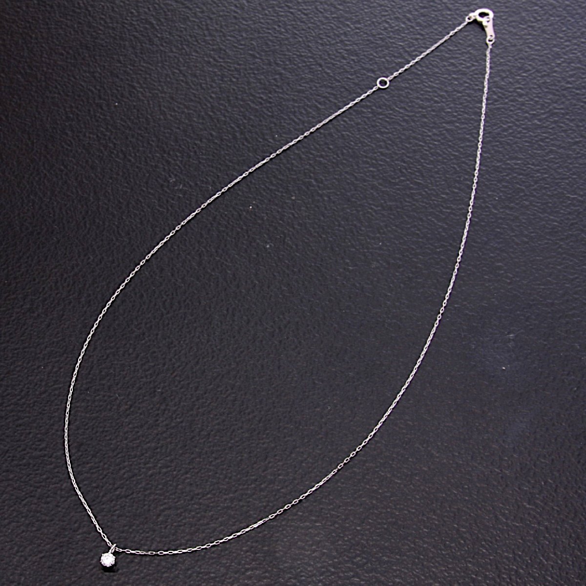 **K18WG белое золото натуральный бриллиант 0.07Ct колье 40cm!MJ-2619