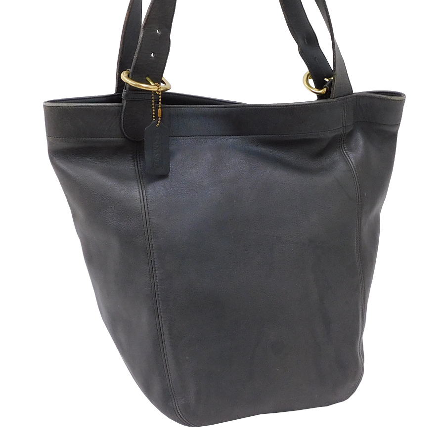 1円 ■ コーチ トートバッグ ブラック系 レザー 無地 シンプル 大きめ オールドコーチ 1092 COACH ■E.Bmm.tl-09