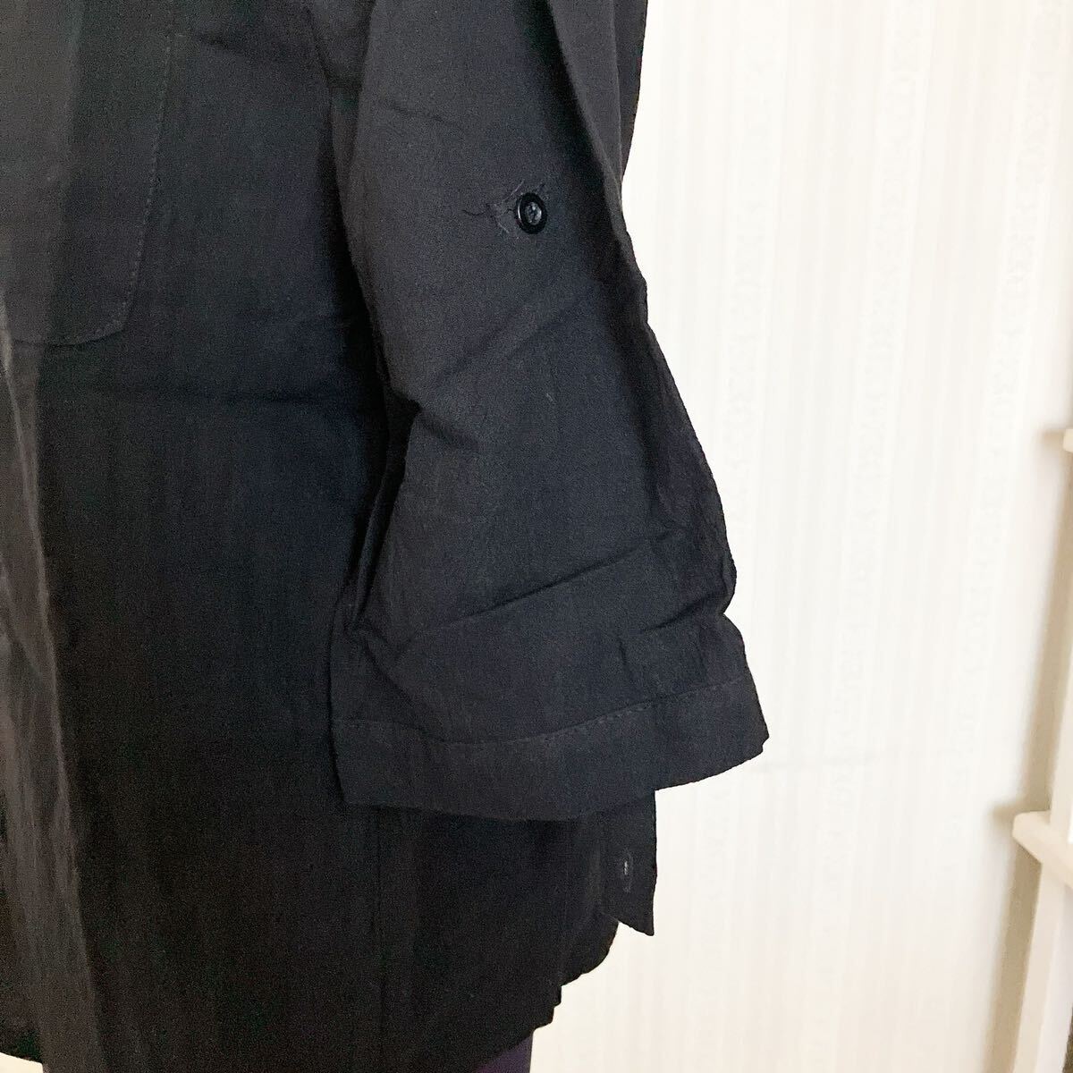 【即購入可】シャツ　半袖　トップス　上著　カジュアル　ワイ　カッター　無地　七分