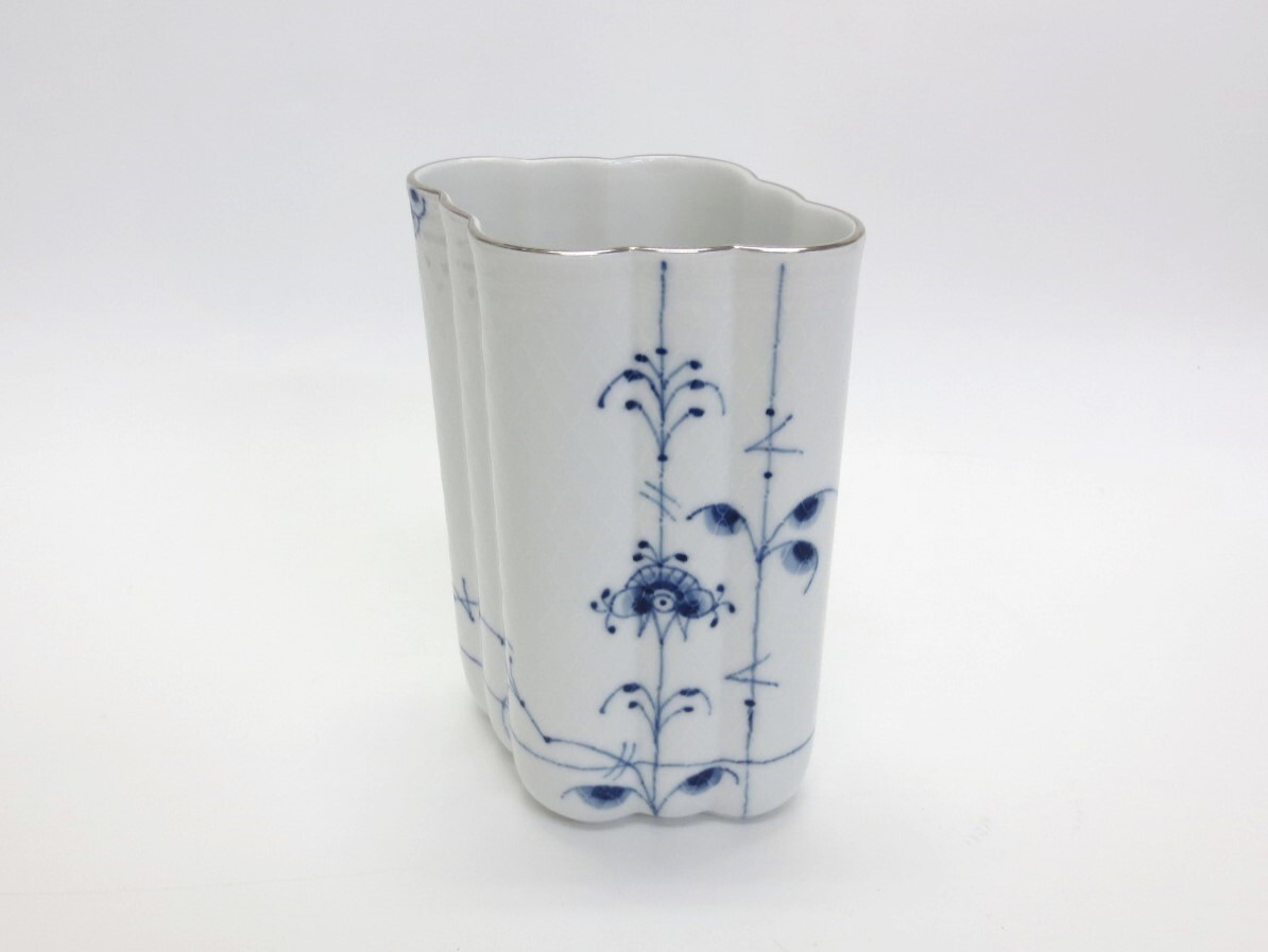 【8-125】ROYAL COPENHAGEN ロイヤルコペンハーゲン　花瓶　ブルーパルメッテ　ベース　フラワーベース