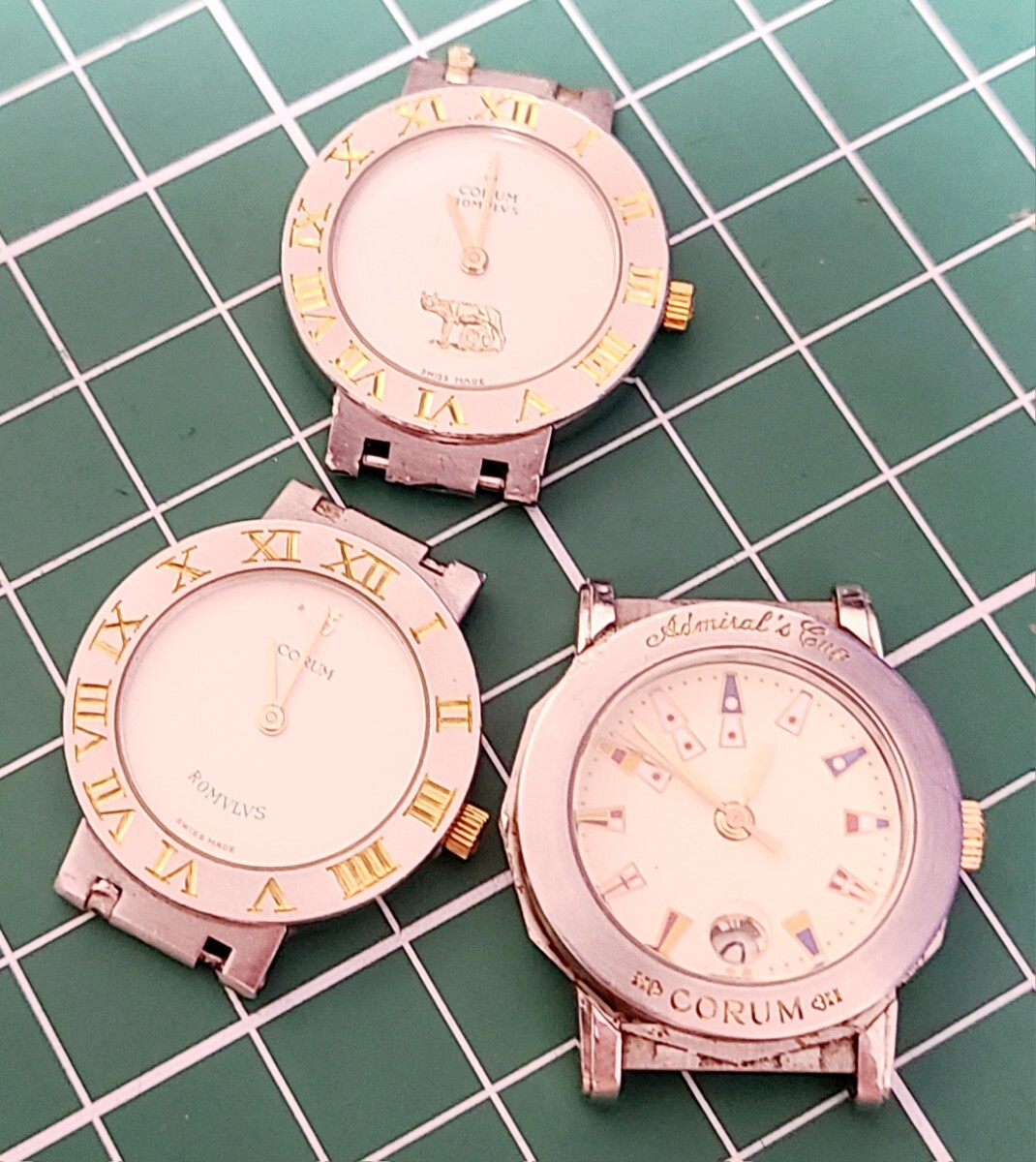 CORUM　コルム　レディース　ロムルス2点(不動)　アドミラルズカップ1点(稼働)　トップのみ　金パーツ無しジャンク品※詳細あり