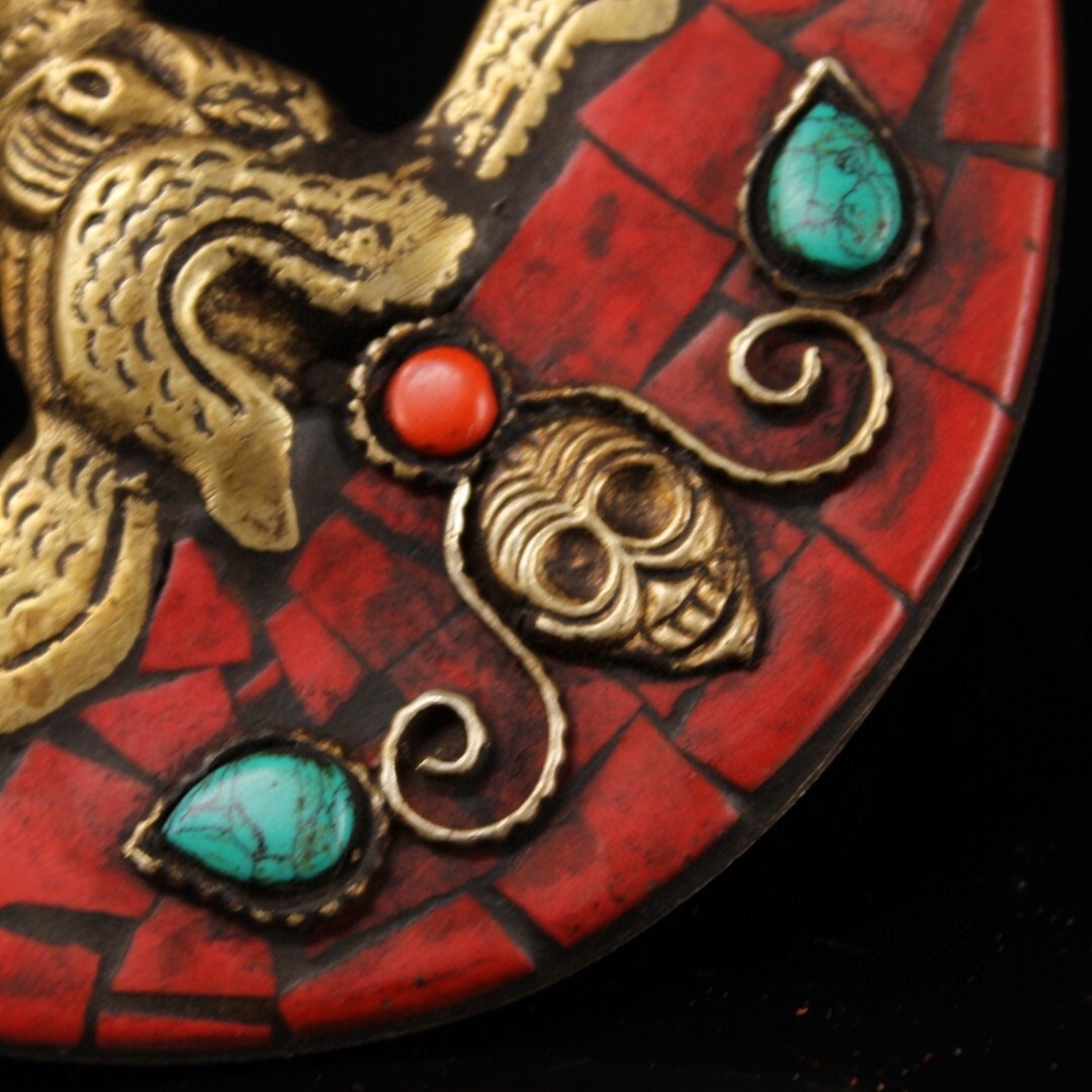 蔵友旧蔵出 銅製 寶石嵌 彩繪 描金 多節金剛斧 密宗密教 供養品 蔵友旧蔵出 銅製 寶石嵌 彩繪 描金 多節金剛斧 密宗密教 供養品