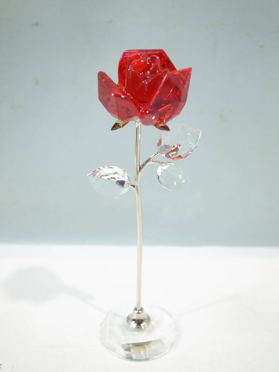 □Swarovski スワロフスキー 置物 クリスタル 赤いバラ サイズ □Swarovski スワロフスキー 置物 クリスタル 赤いバラ サイズ