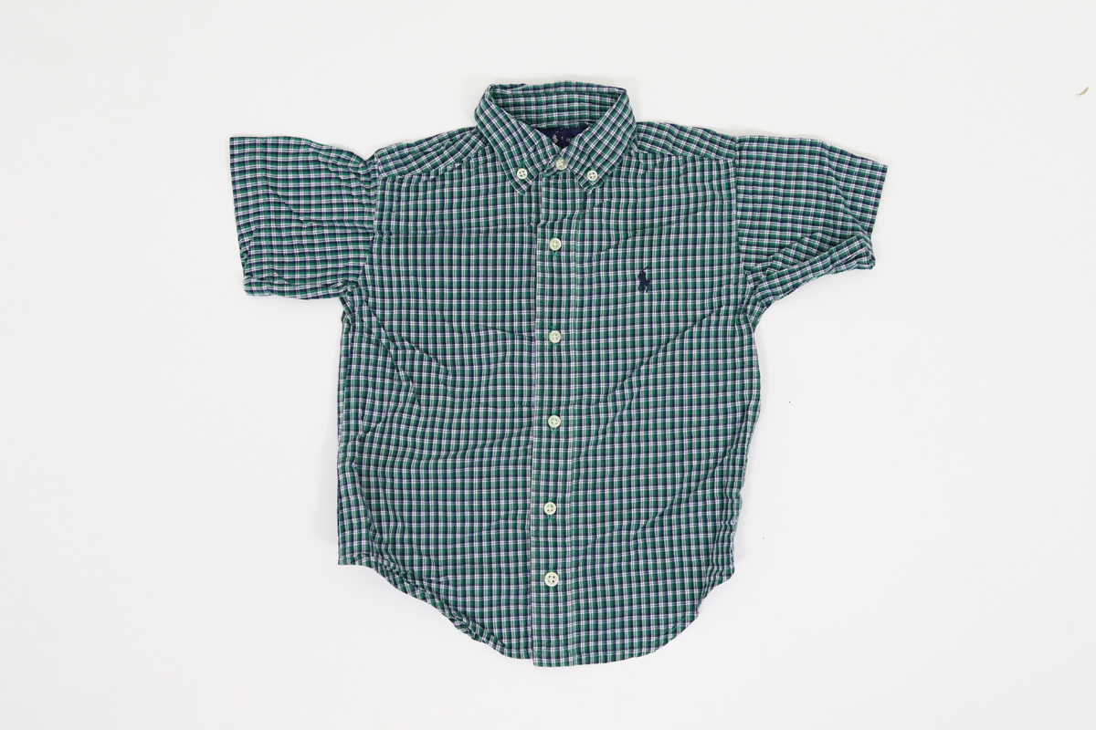 古著 K375 2/2Tサイズ シャツ polo ポロ ラルフローレン 子供 男の子 入學(xué) 卒業(yè) キッズ USA 半袖 長袖 チェック