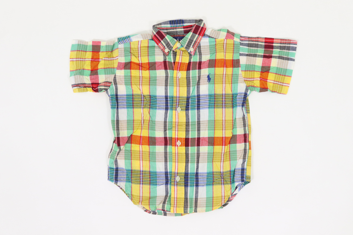 古著 K378 3/3Tサイズ シャツ polo ポロ ラルフローレン 子供 男の子 入學 卒業(yè) キッズ USA 半袖 長袖 チェック