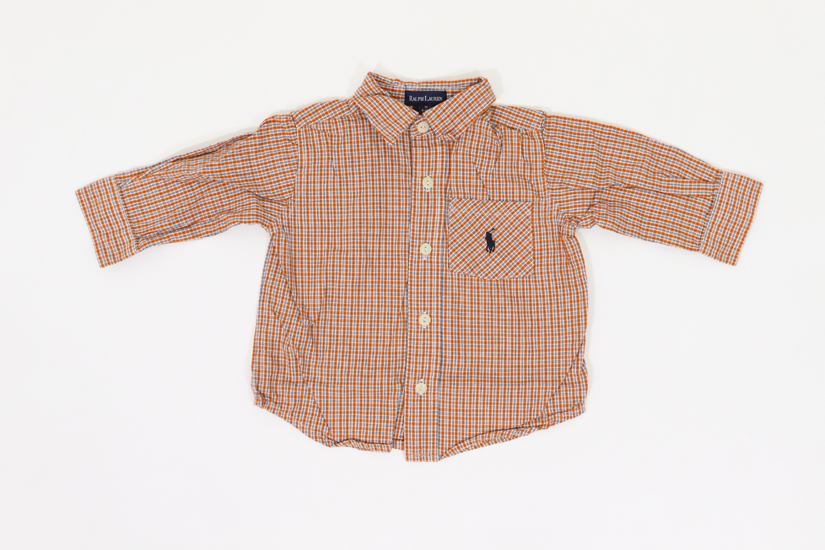 古著 K382 M(6-12M)サイズ シャツ polo ポロ ラルフローレン 子供 男の子 入學(xué) 卒業(yè) キッズ USA 半袖 長袖 チェック