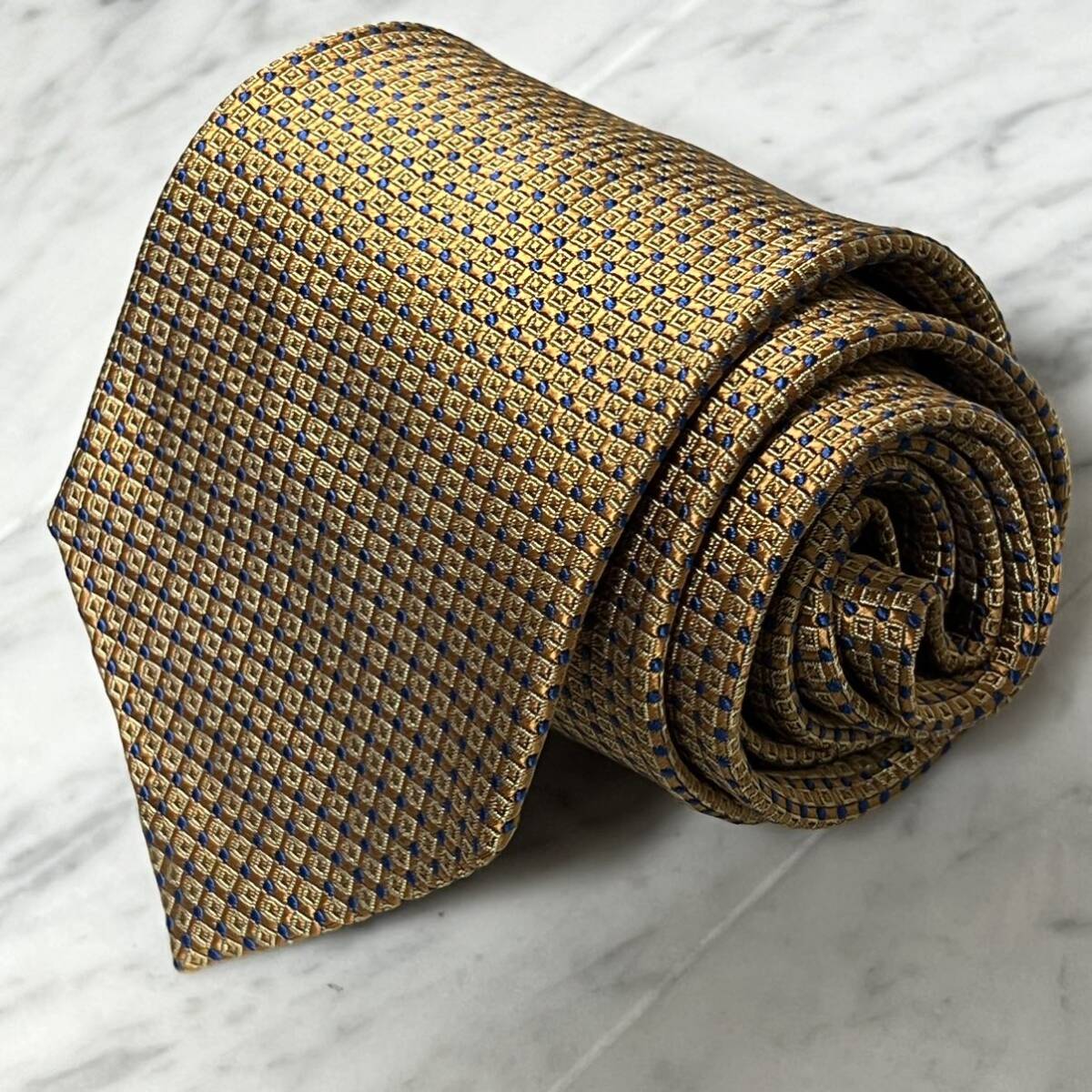 【未使用】 999円～ BURBERRY ネクタイ 小紋柄 ドット ブラウン系 ネイビー 総柄 (GREEN B2)