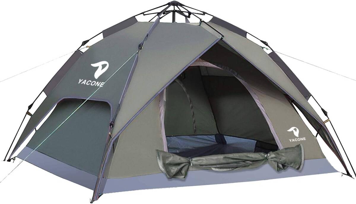 ワンタッチテント 3～4人用 2WAY テント 二重層 設営簡単 uvカット加工 ワンタッチ キャンプ アウトドア 防風 防災用 耐水圧3000mm