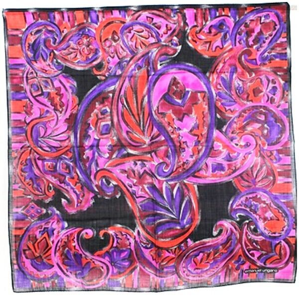 ★ エマニュエル ウンガロ スカーフ ブラック×パープル 中古 Aランク emanuel ungaro | レディース 女性用