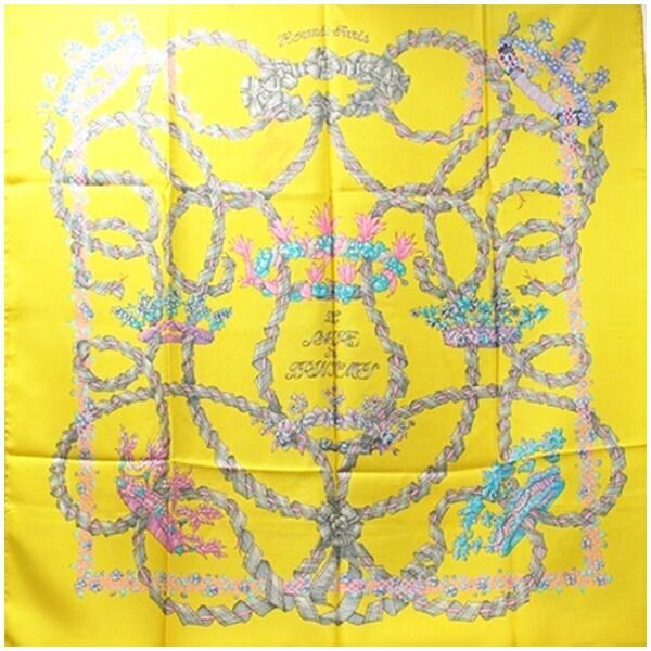 ★ エルメス スカーフ カレ９０ 『 LE SACRE du PRINTEMPS』 春の祭典 イエロー 中古 Bランク