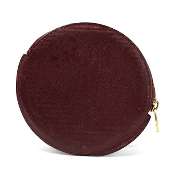 ★ カルティエ マスト ドゥ カルティエ コインケース 小銭入れ 丸型 レザー ボルドー 中古 Bランク CARTIER｜