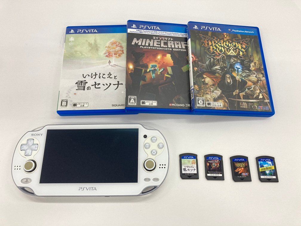 SONY ソニー PSVITA 本体 PCH-1100 ホワイト / ソフト4点おまとめ 一部ケース付き【CHAO8028】