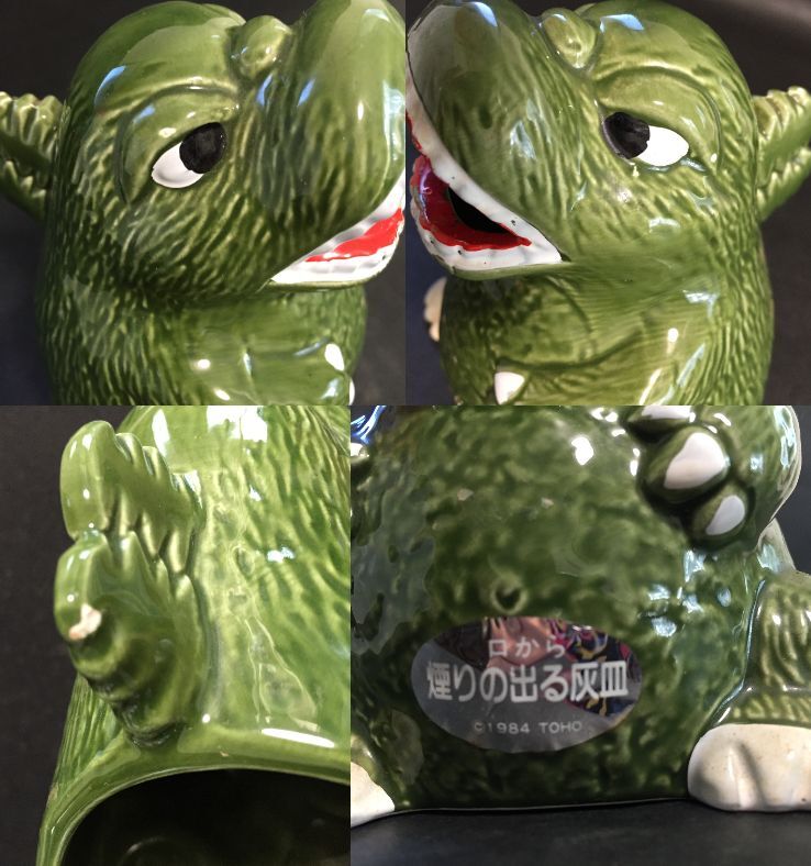 ゴジラの陶器 灰皿 1984年 GODZILLA ゴジラ 灰皿 口から煙の出る灰皿 陶器製 GODZILLA 1984年 東宝