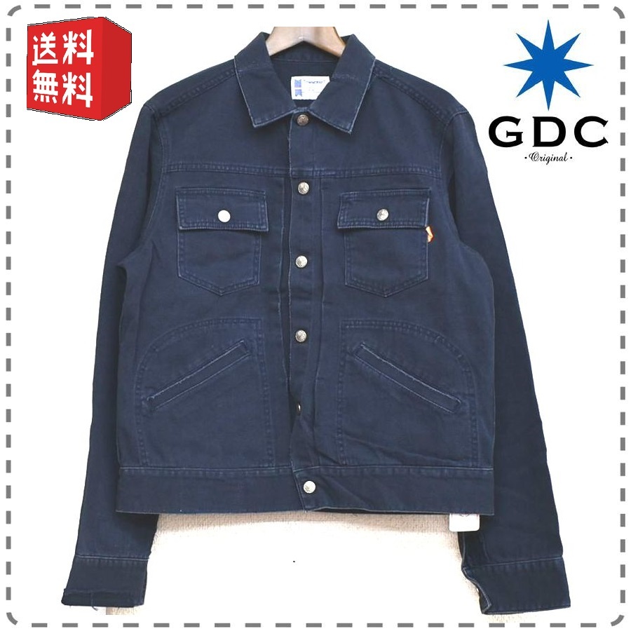 ネイビー メンズMサイズ GDC ジーディーシー 日本製 Gジャン タウンクラフトカスタムジャケット ダメージデニム SAT 本州送料無料 A585_画像1
