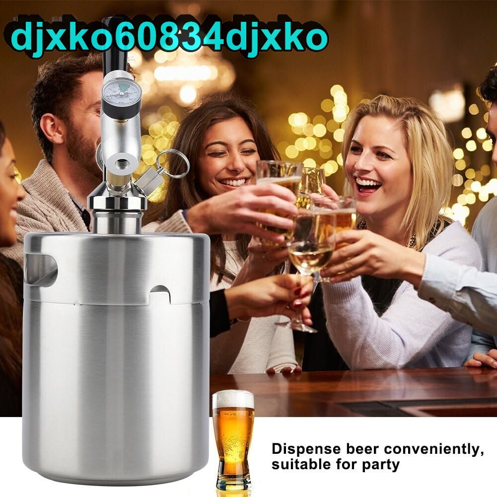 2L ミニステンレスビール樽 ビールサーバー 蛇口加圧 ビールディスペンサーシステム ビール発酵、保管、調(diào)剤用 醸造工蕓品 ストア 未使用