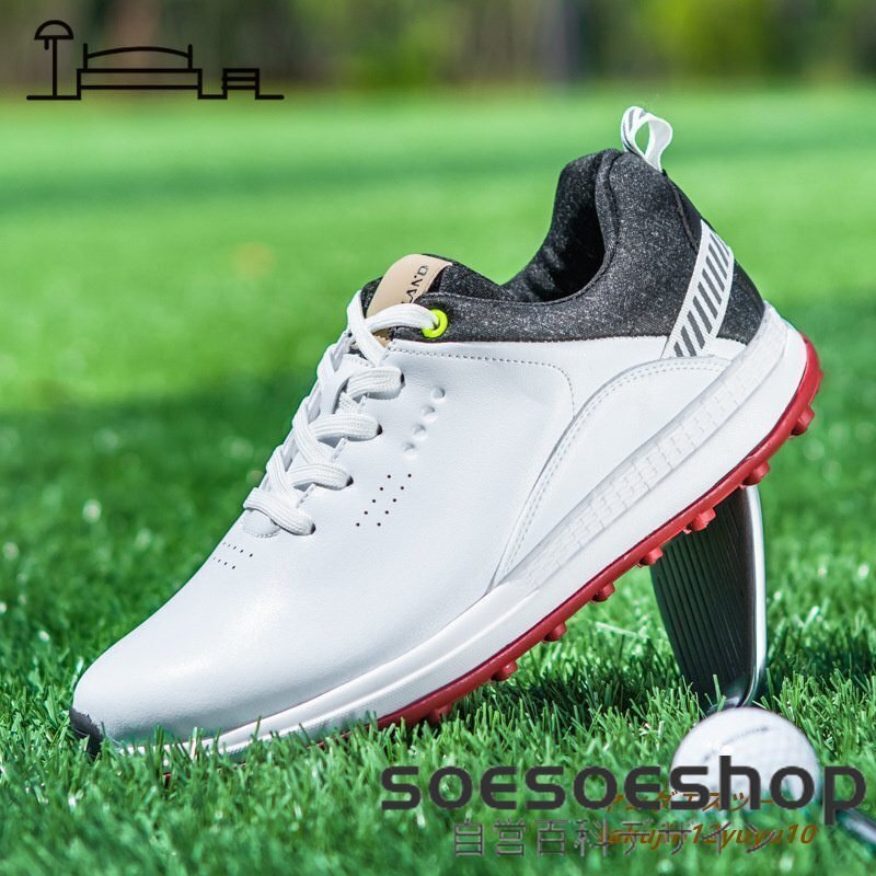  high class goods golf shoes new goods sneakers men's sport shoes sport shoes Fit feeling light weight wide width . waterproof . slide enduring . elasticity . white 25.5cm