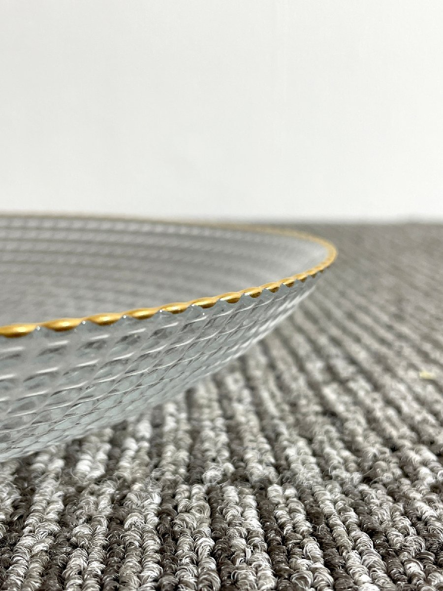 [ Fukuoka ] кухня смешанные товары стекло plate *. тарелка *φ215 H30* модель R выставленный товар *BR5670_Kh