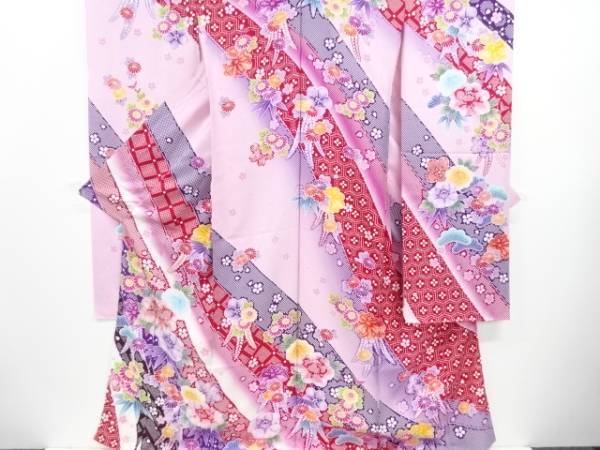 ys7119560; 見渡せる 花丸模様刺繍振袖仮絵羽(八掛付き)【着】 ys7119560; 見渡せる 花丸模様刺繍振袖仮絵羽(八掛付き)【着】