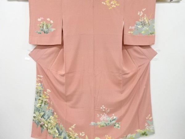 ys7133911; 未使用品 作家物 手描き友禅蘭模様一ツ紋訪問着【着】 ys7133911; 未使用品 作家物 手描き友禅蘭模様一ツ紋訪問着【着】