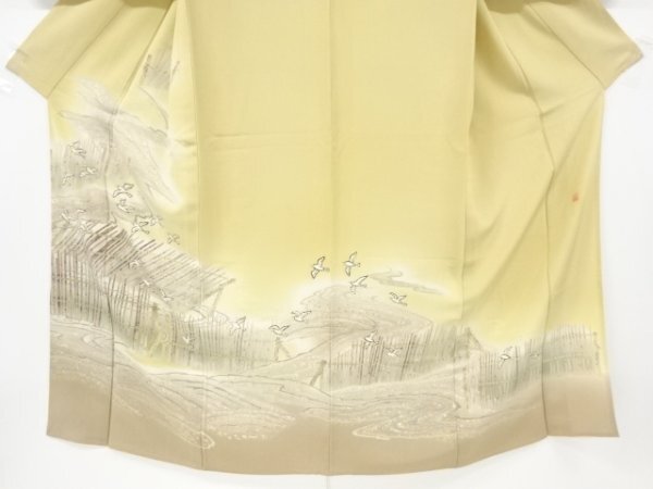 ys7142003; 西川健一作 本場加賀友禅干潟に千鳥模様一ツ紋訪問着【 ys7142003; 西川健一作 本場加賀友禅干潟に千鳥模様一ツ紋訪問着【