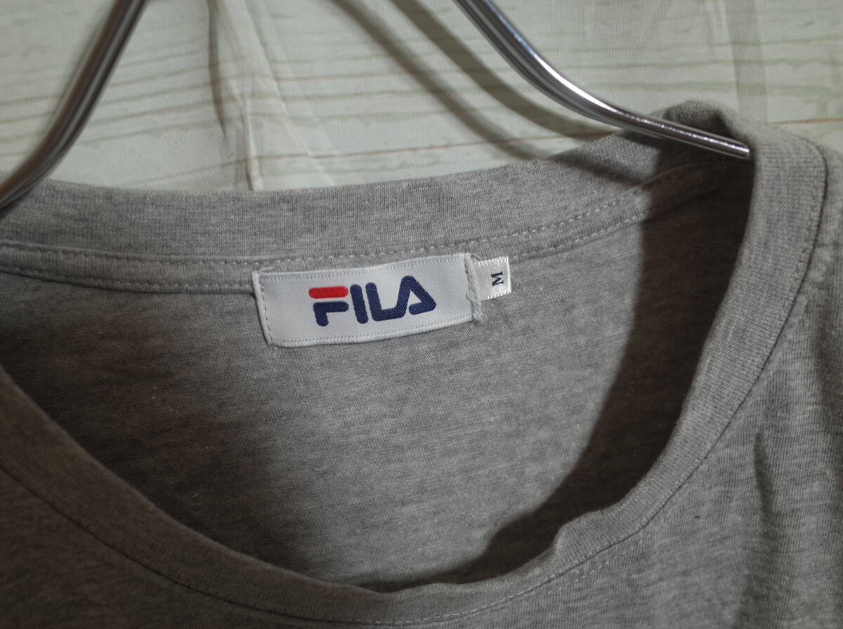 メンズ pk712 FILA フィラ ワンポイント ロゴ 刺繍 半袖ポケットTシャツ M グレー 灰 
