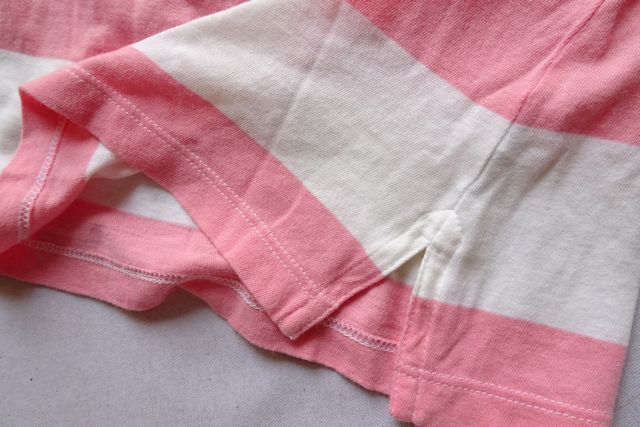 Abercrombie&Fitch/アバクロンビー&フィッチ/半袖ポロシャツ/TシャツS材/極太ボーダー柄/オフホワイト/ピンク/Sサイズ(8/9R6)