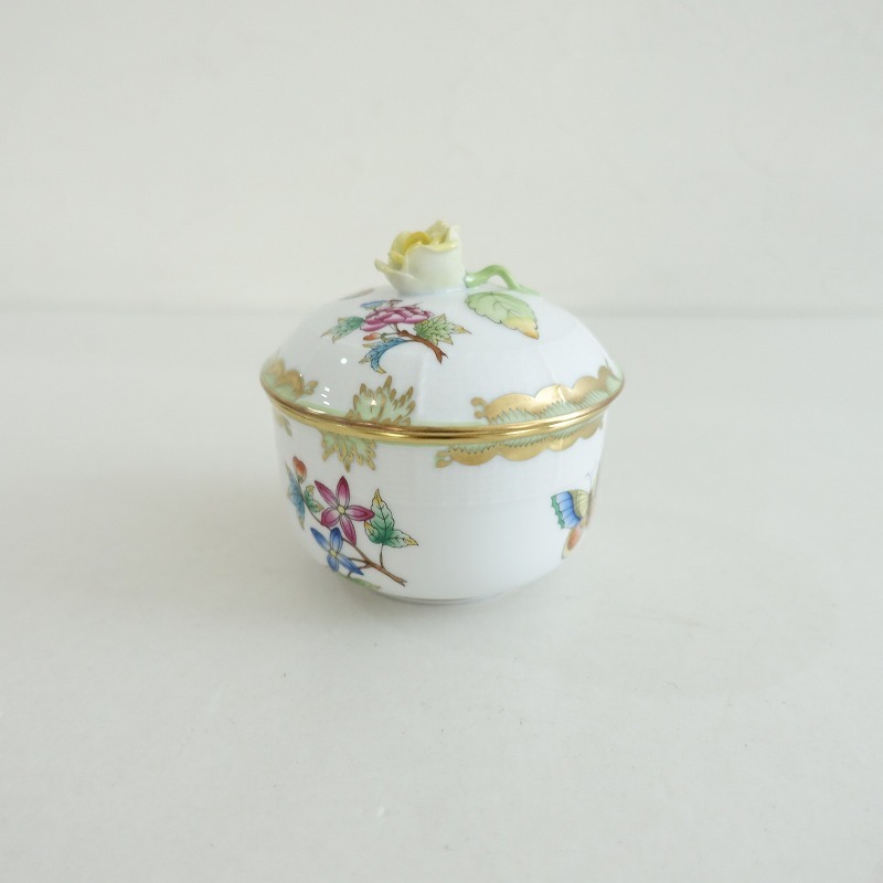 HEREND ヘレンド *ヴィクトリアブーケ シュガーボウル*食器花蝶【陶器】(wa87-2405-21)【90H42】
