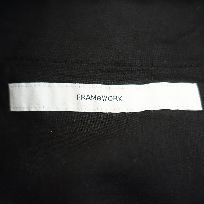 【2023/定価1.7万】フレームワーク Framework *リネンMIXストレートパンツ*38麻綿厚手トラウザーズブラック(27-2407-68)【21H42】_画像7