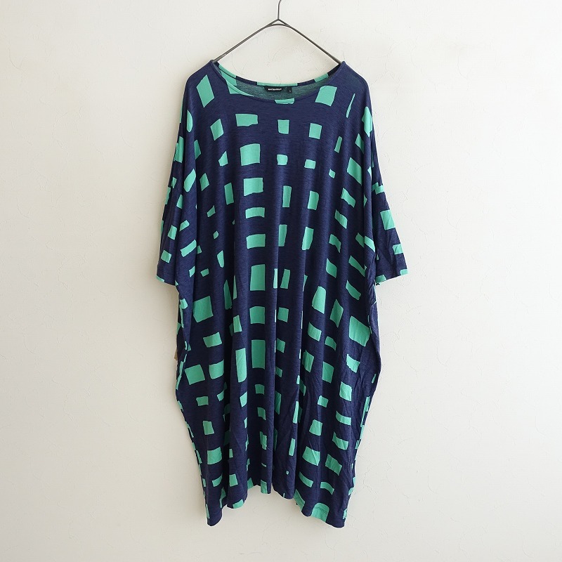 マリメッコ marimekko *ワイドカットソーチュニックワンピース*Sプリント薄手ストレッチゆったり(1-2407-563)【62H42】