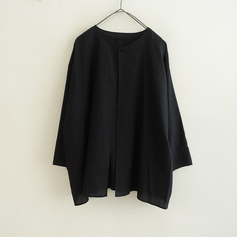 ヨーガンレール JURGEN LEHL *アンサンブルトップス*M黒ブラック長袖シャツノースリーブ無地(jk33-2407-852)【03H42】