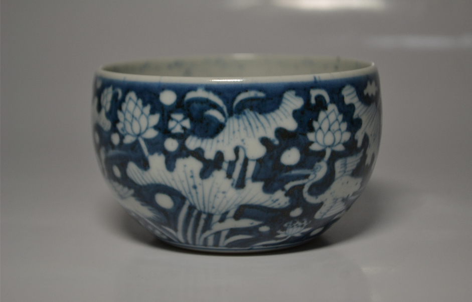 中国美術　染付　コップ　茶杯　置物　