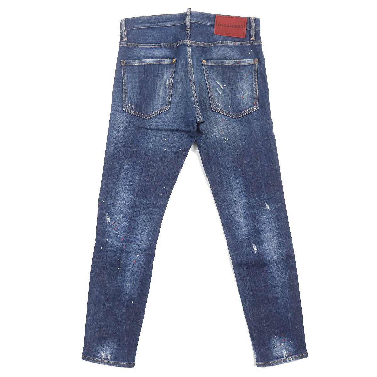 [ Don Don пересмотр ] прекрасный товар ^ Dsquared 18AW S74LB0415 SKINNY JEAN Logo кожаный салон chi авария Denim брюки 46 сделано в Италии стандартный товар 