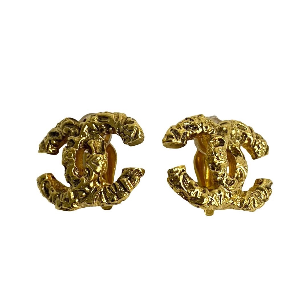 ほぼ未使用 コメ有 CHANEL シャネル 93A 刻印 ヴィンテージ ココマーク モチーフ GP イヤリング イヤーカフ アクセサリー ゴールド 20904